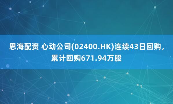 思海配资 心动公司(02400.HK)连续43日回购，累计回购671.94万股